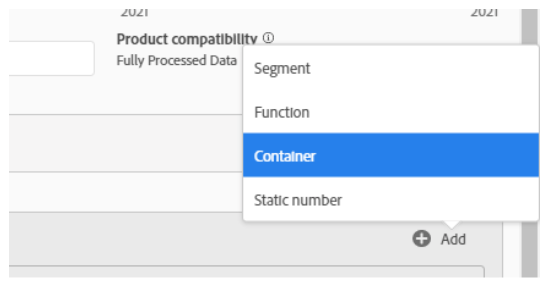 Figure 6: Another container to add function values in Analytics Workspace