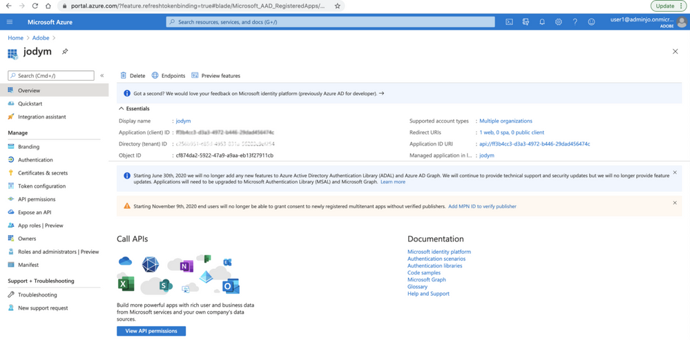 Figure 2: App Registration in Azure Active Directory