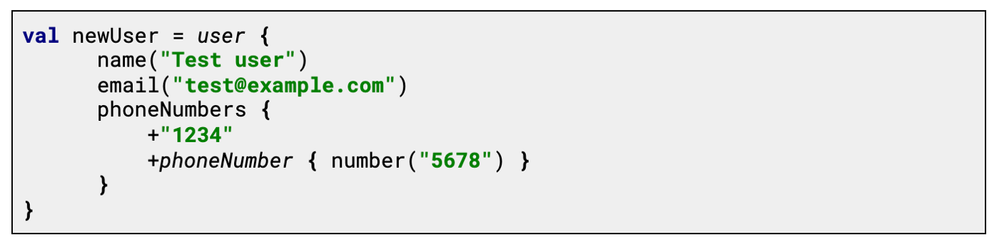 Figure 2: JSON payload using a DSL