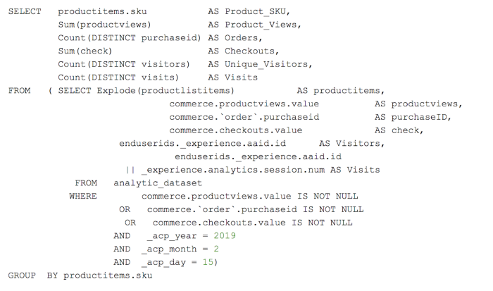 Example 1: Querying hierarchical datasets in Adobe Experience Platform Query Service