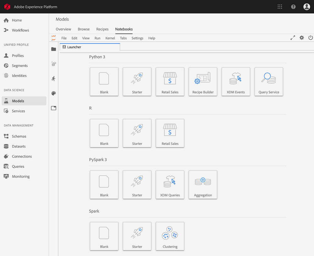 Figure 4: Notebook templates in Data Science Workspace