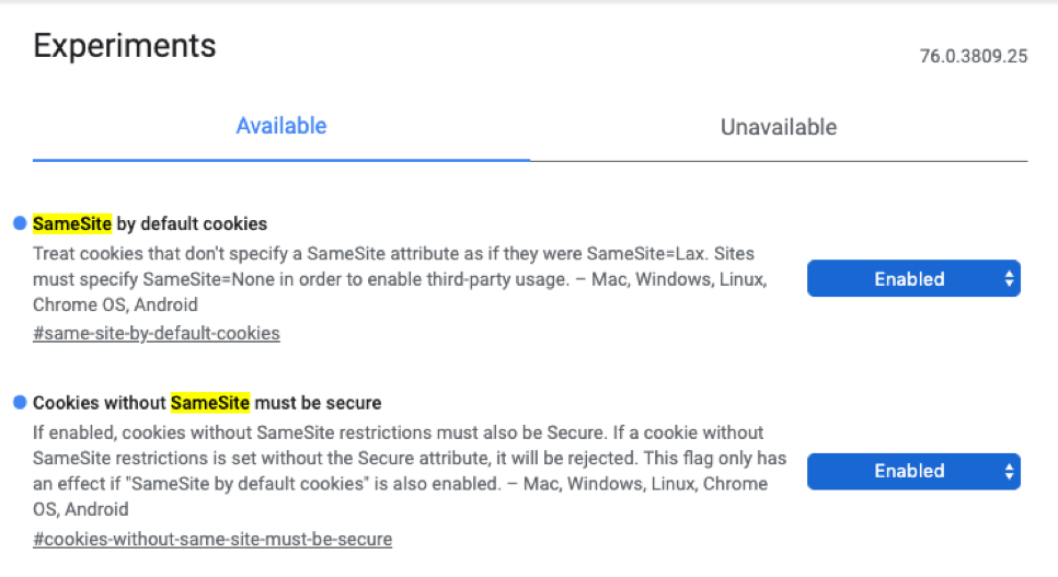 Screenshot above came from Chrome 76 which has the settings hidden by default. These settings will be enabled by default and visible to users in Chrome 80