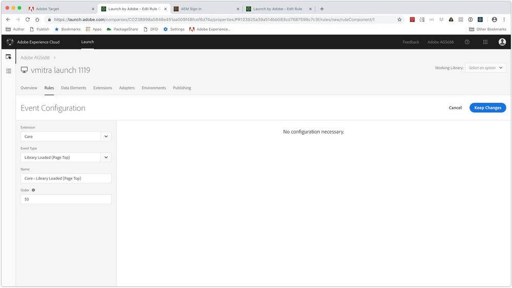 Adobe Target Library is loaded at Page Top