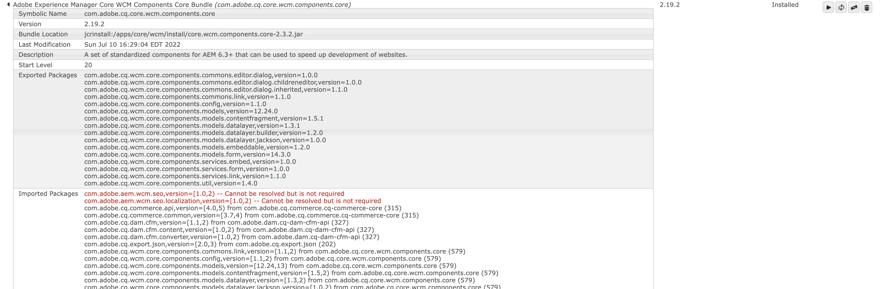 Solved AEM 6.5.0 Bundles Installed but not Active, WKND... Adobe