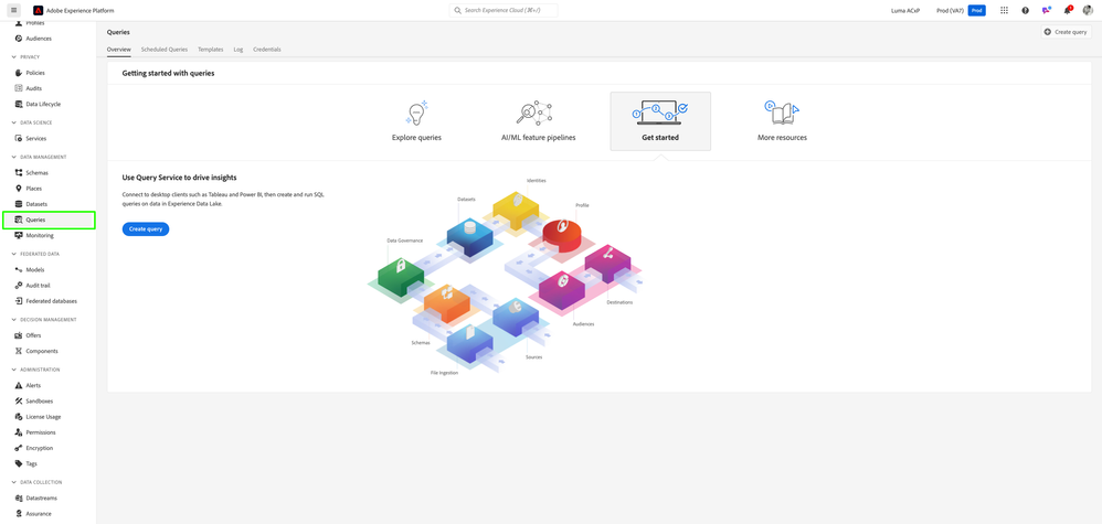 Figure 4: AEP Data Management Query Service Overview UI