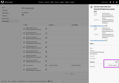 View details > Edit API credentials